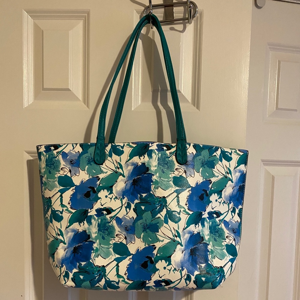 Blue & Green Floral Tote Bag